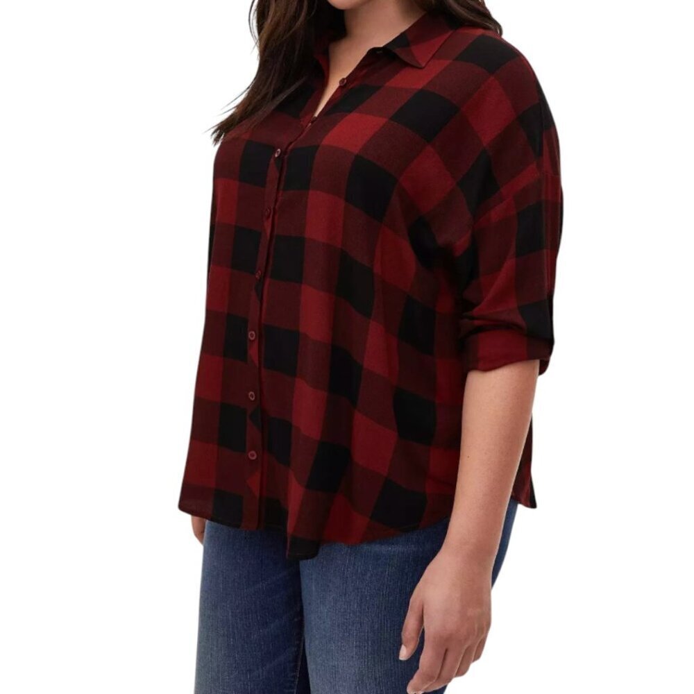 TORRID Rust Plaid Drop Shoulder Shirt I Size: 4 (4XL)